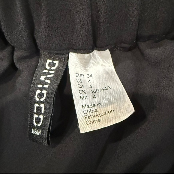 H&M Divided Floral Embroidery Whimsygoth Pull On Mesh Skirt Womens 4 Black Fairy - Picture 4 of 5